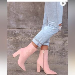 Lulus Dawson Pink Suede Pointed-Toe Mid Calf Boots